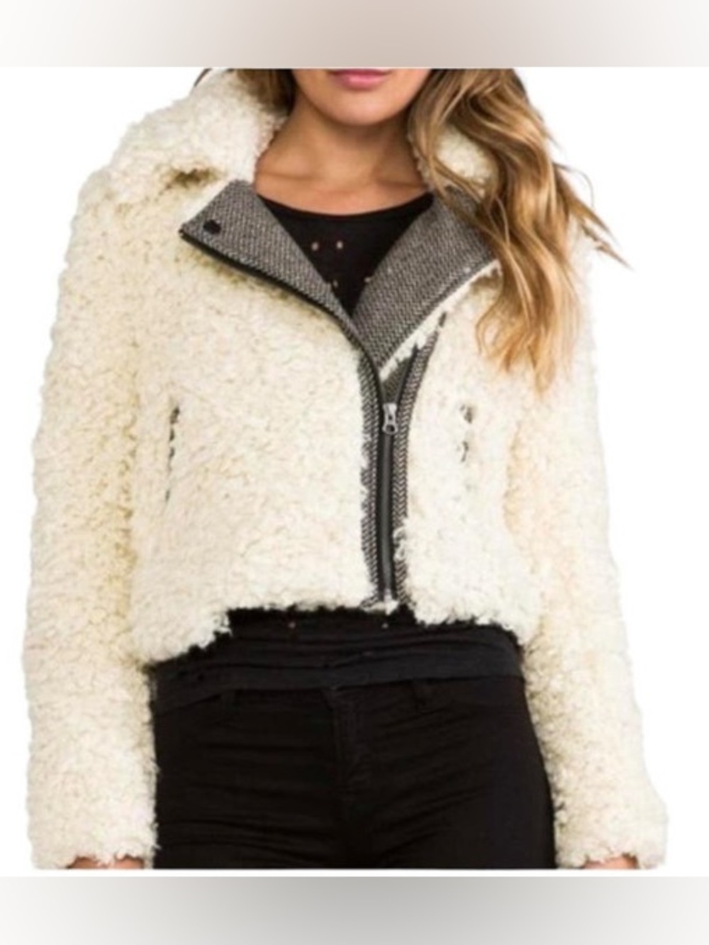 Free People Shaggy Faux Sherpa Moto Jacket